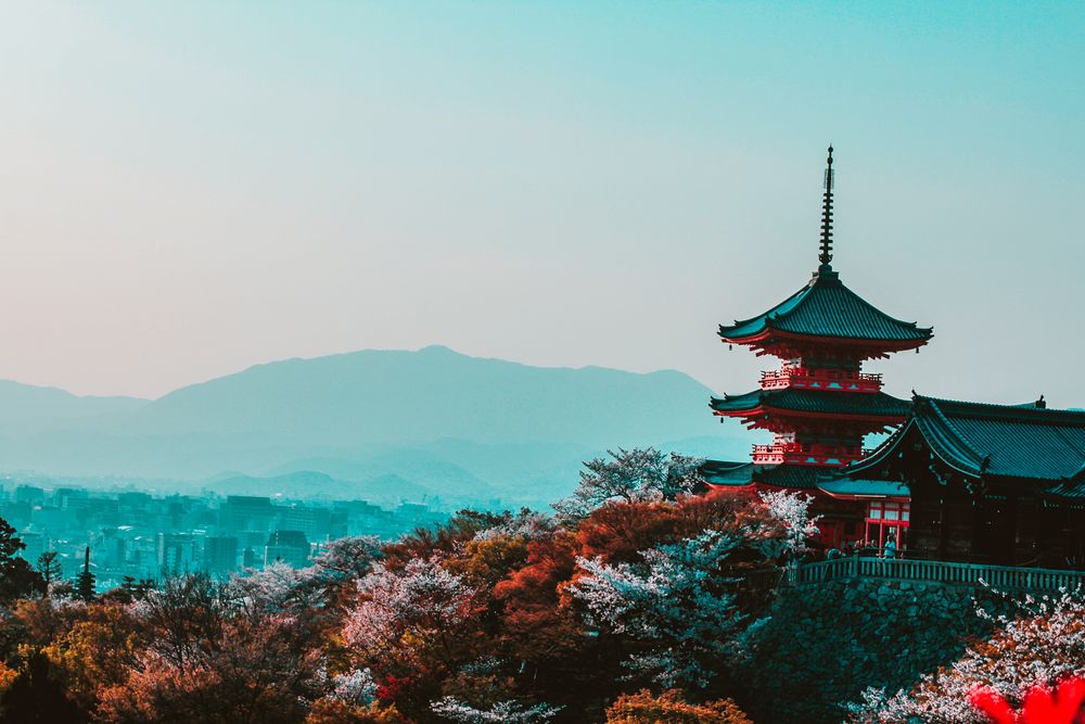 京都寺院與城市的旅行風景